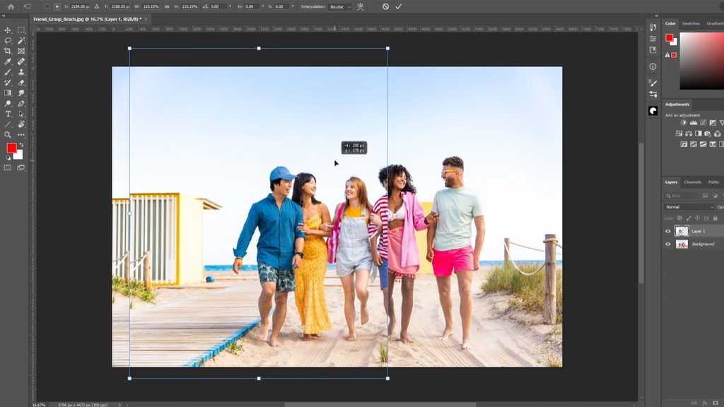 Friends-on-boardwalk in Adobe Photoshop