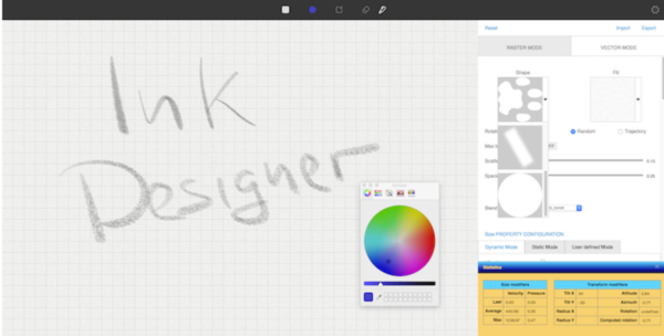 Flexibility and customizable digital ink tools in the ink designer demo