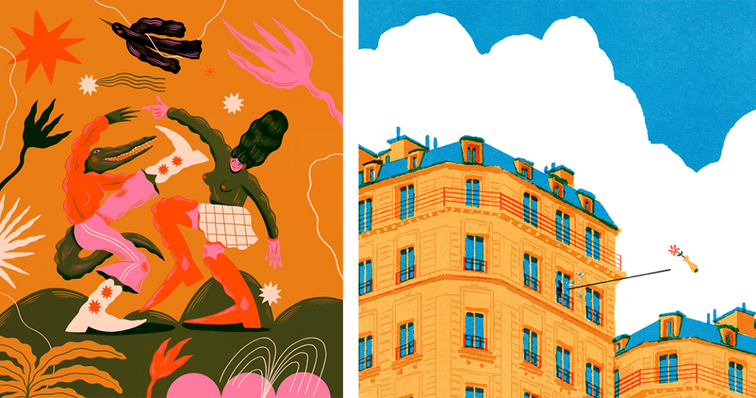 6 Popular Illustration Trends in 2024 | Limited Palette (vibrant and muted colors together)