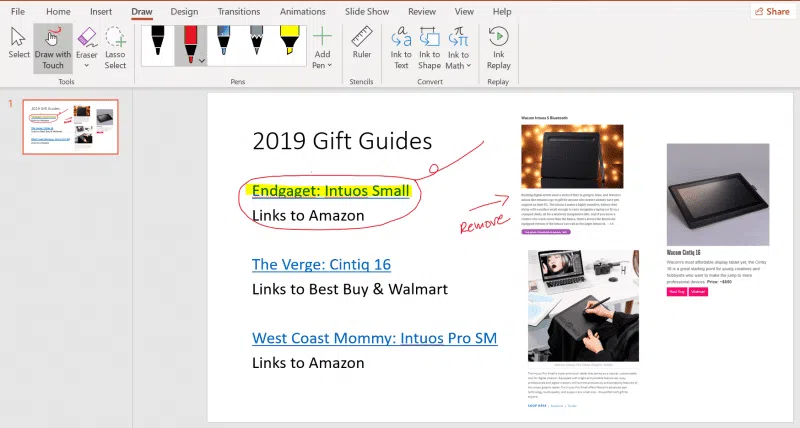 Annoter dans PowerPoint avec Wacom