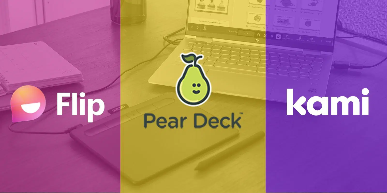 logotipos de Kami, Pear Deck y Flip