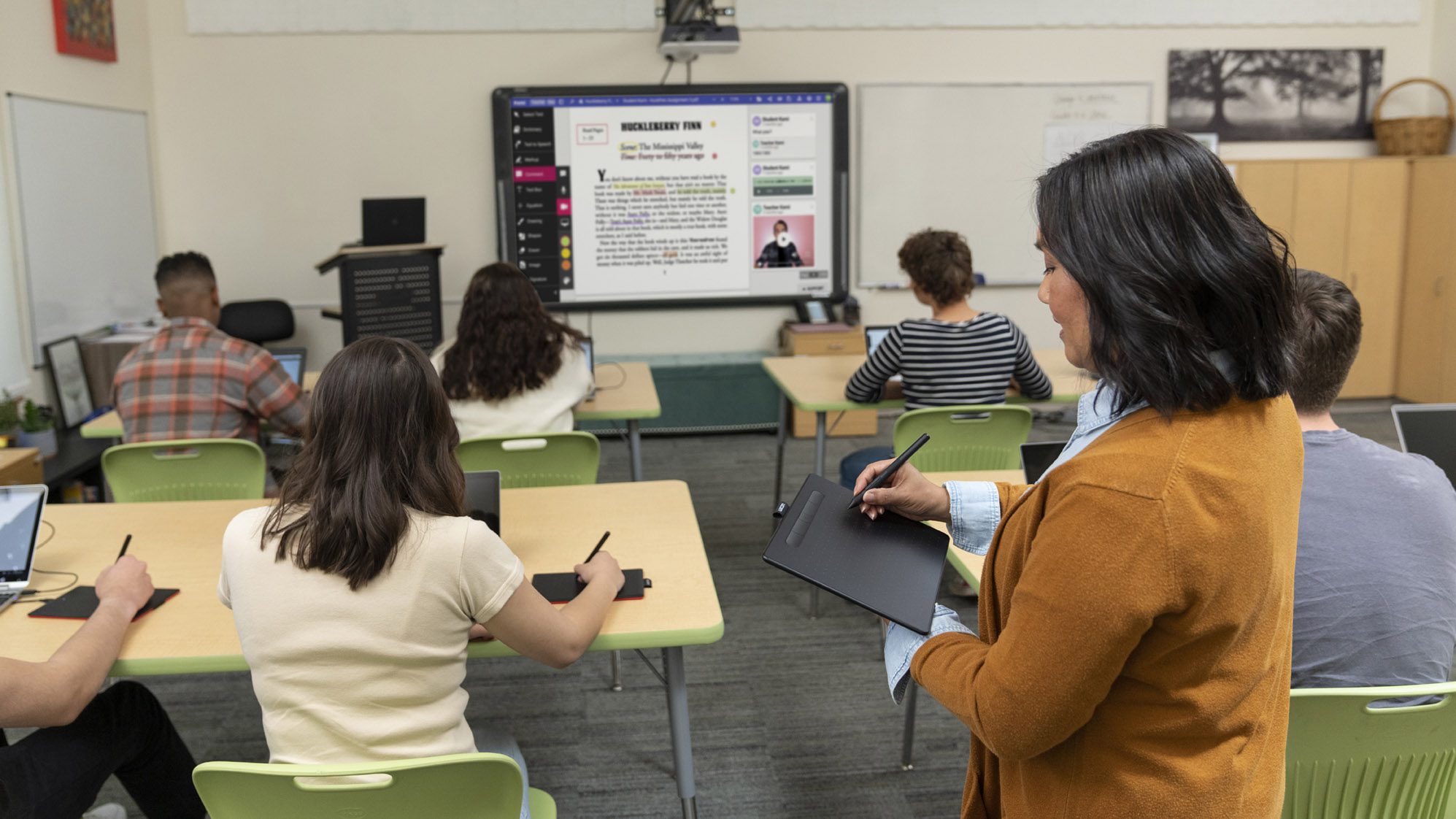 teacher using wacom intuos in classroom
