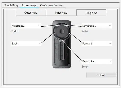 Paramètres distants Wacom ExpressKey