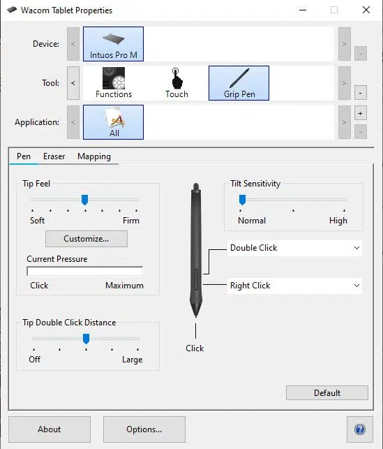 Configuración del lápiz Wacom