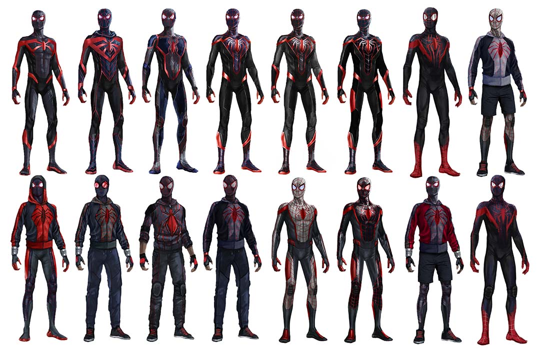 Many variations of Spider-Man drawn by Ethan