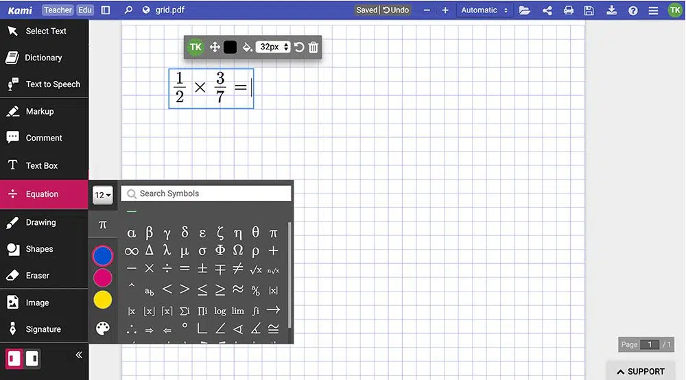 Kami Equation Editor