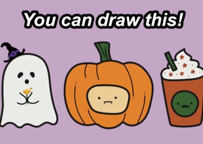 How to draw three extremely cute, simple drawings for Halloween, with Joli Noelle David