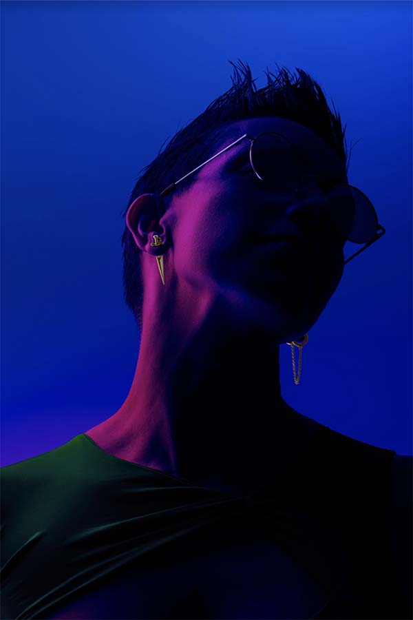 Osborne Macharia photo art with person blue background