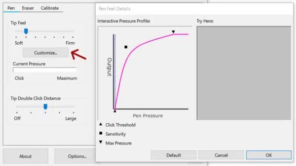 Controles Wacom Tip Feel