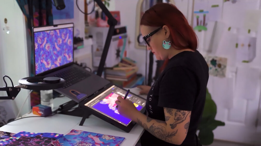How Sarah Watts builds creative connections through fabric design 4 Sarah-Watts-cintiq-16-drawing