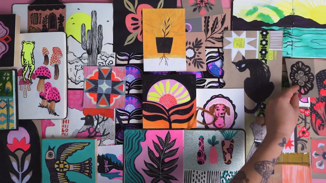 How Sarah Watts builds creative connections through fabric design 2 Sarah-Watts-neon-collage