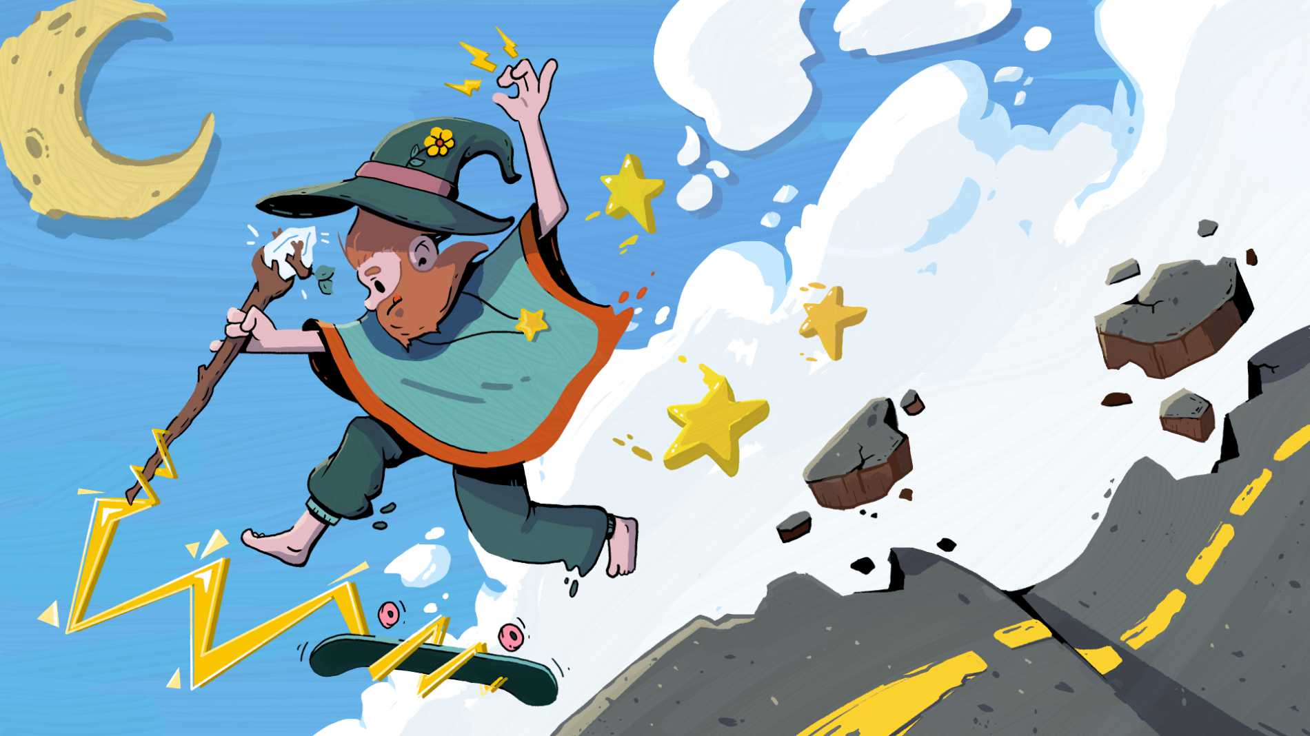Kick flip by Christopher Diego drawn on a Wacom One 14 drawing display