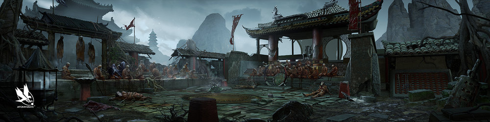 Atomhawk Warner Bros NetherRealm Mortal Kombat 11 Concept Art Environment Design Shang Tsungs Courtyard 1